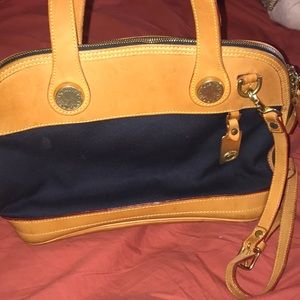 Dooney & Bourke navy blue vachetta satchel